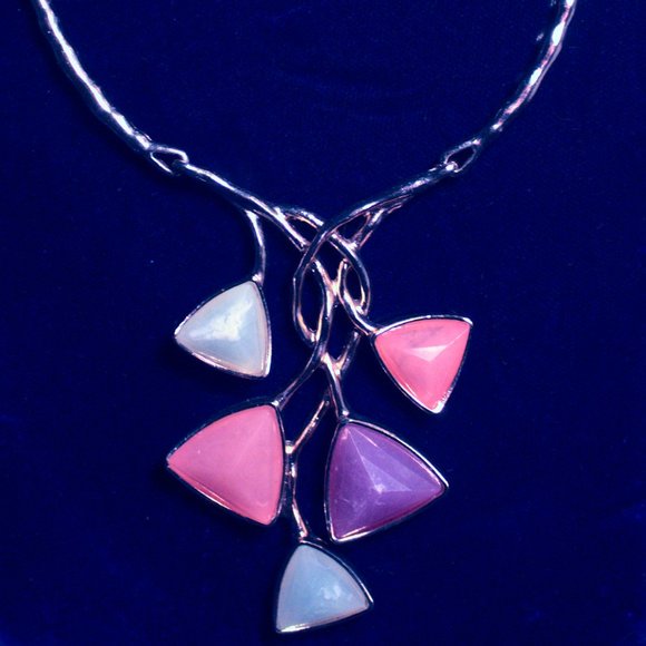 [UNKNOWN] Branching Necklace with Pastel Pyramids - Picture 2 of 14
